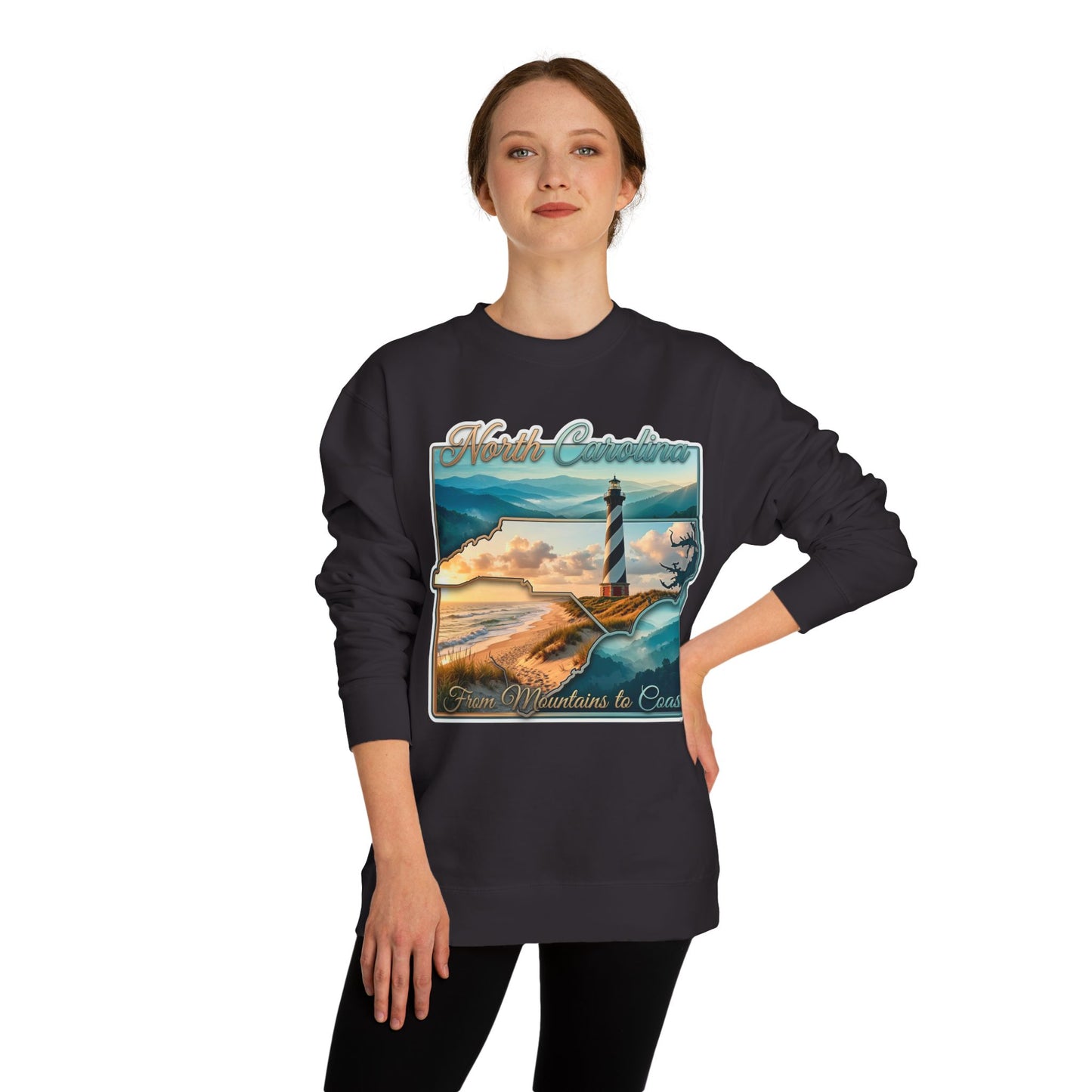 North Carolina Lighthouse Sweatshirt — From Mountains to Coast Scenic Crewneck