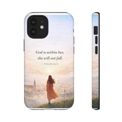 Inspirational Psalm 46:5 Phone Case — 'God is within her, she will not fall' Christian Phone Cover
