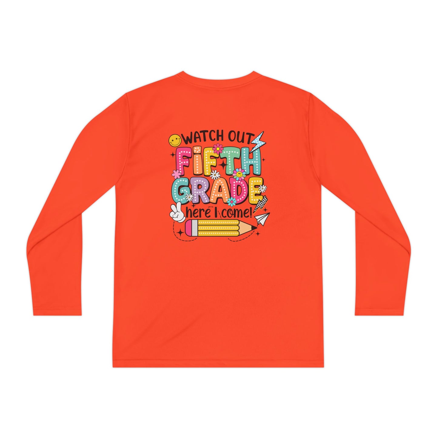 Youth Long Sleeve Tee - "Watch Out Fifth Grade Here I Come" Back-to-School Shirt