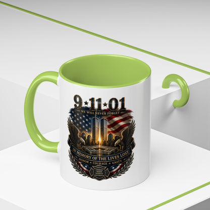 9·11 Memorial Coffee Mug — Never Forget Tribute Accent Mug (11/15oz)