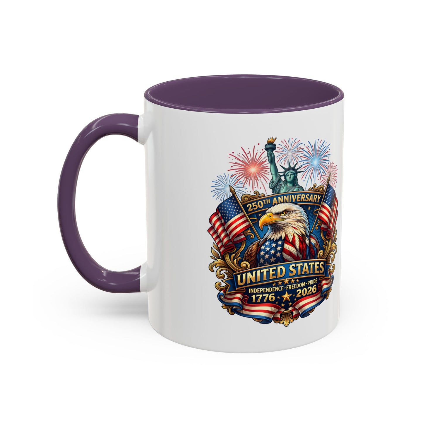 Patriotic Coffee Mug — United States 250th Anniversary Eagle & Fireworks (11/15oz)