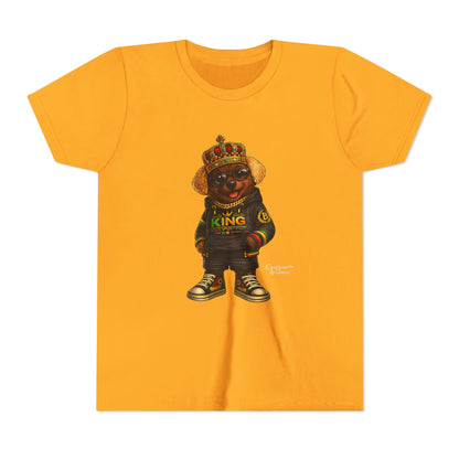 Youth Tee — 'Lil King' Crowned Bear Graphic Shirt