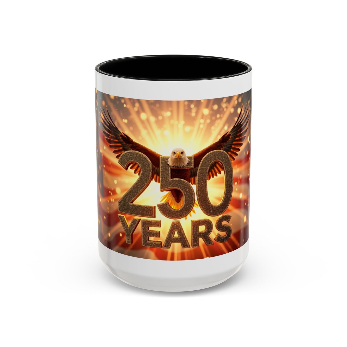 250 Years Commemorative Coffee Mug — Patriotic Eagle & American Flag Accent (11/15oz)