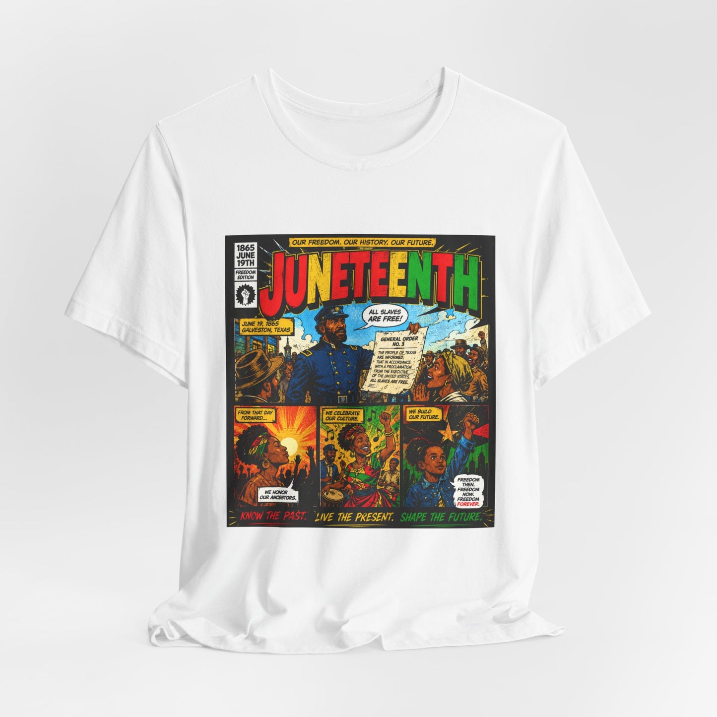 Juneteenth Comic-Style T-Shirt — Retro Celebration Tee