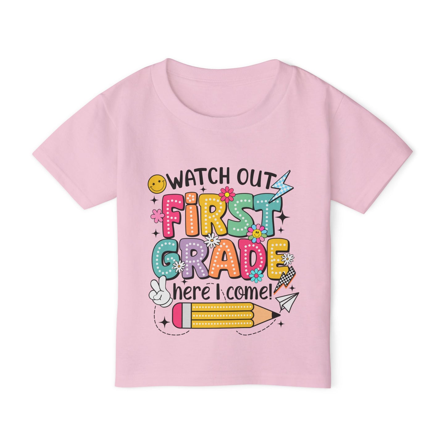 First Grade Toddler T‑Shirt – "Watch Out First Grade Here I Come!" Back‑To‑School Tee