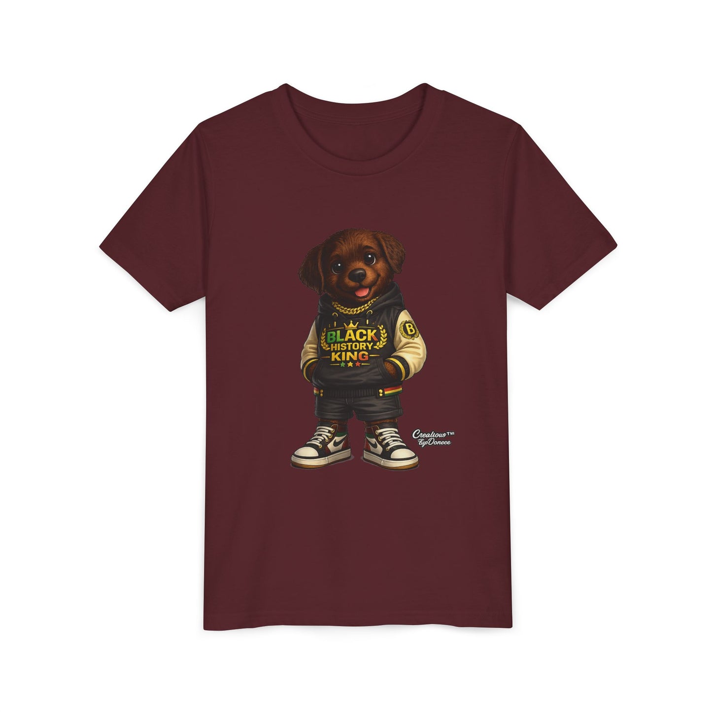Youth Tee — 'Black History King' Puppy Graphic Shirt