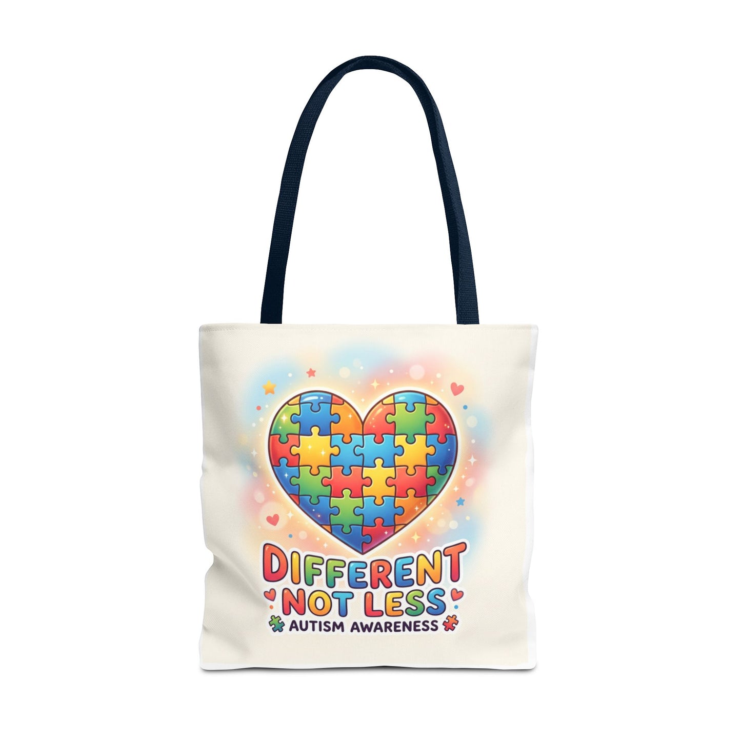 Autism Awareness Tote Bag — "Different Not Less" Puzzle Heart Design