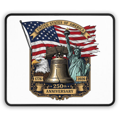 Gaming Mouse Pad — 250th USA Anniversary Liberty Bell, Flag & Eagle Patriotic Design