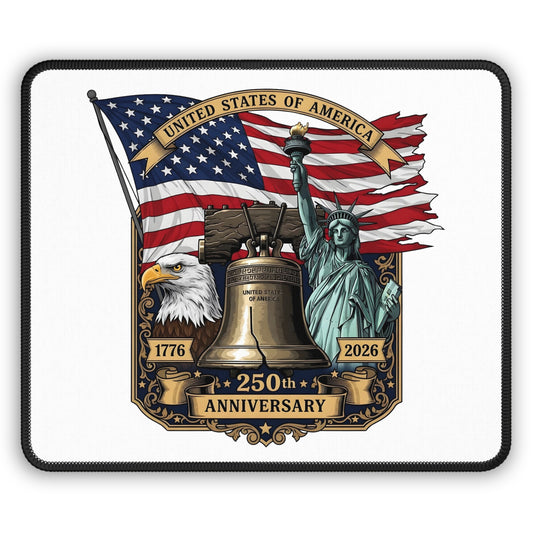 Gaming Mouse Pad — 250th USA Anniversary Liberty Bell, Flag & Eagle Patriotic Design