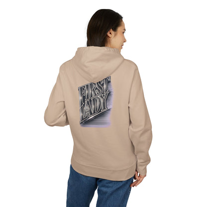 First Lady Graphic Hoodie — Retro Metallic Lettering Pullover