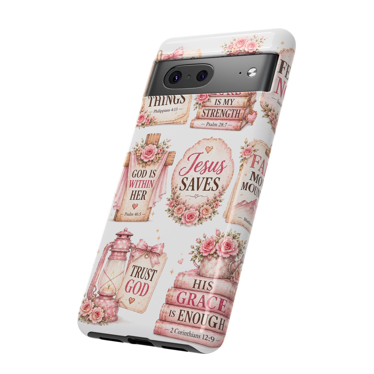 Faith Phone Case — 'Jesus Saves' Floral Christian Scripture iPhone Case
