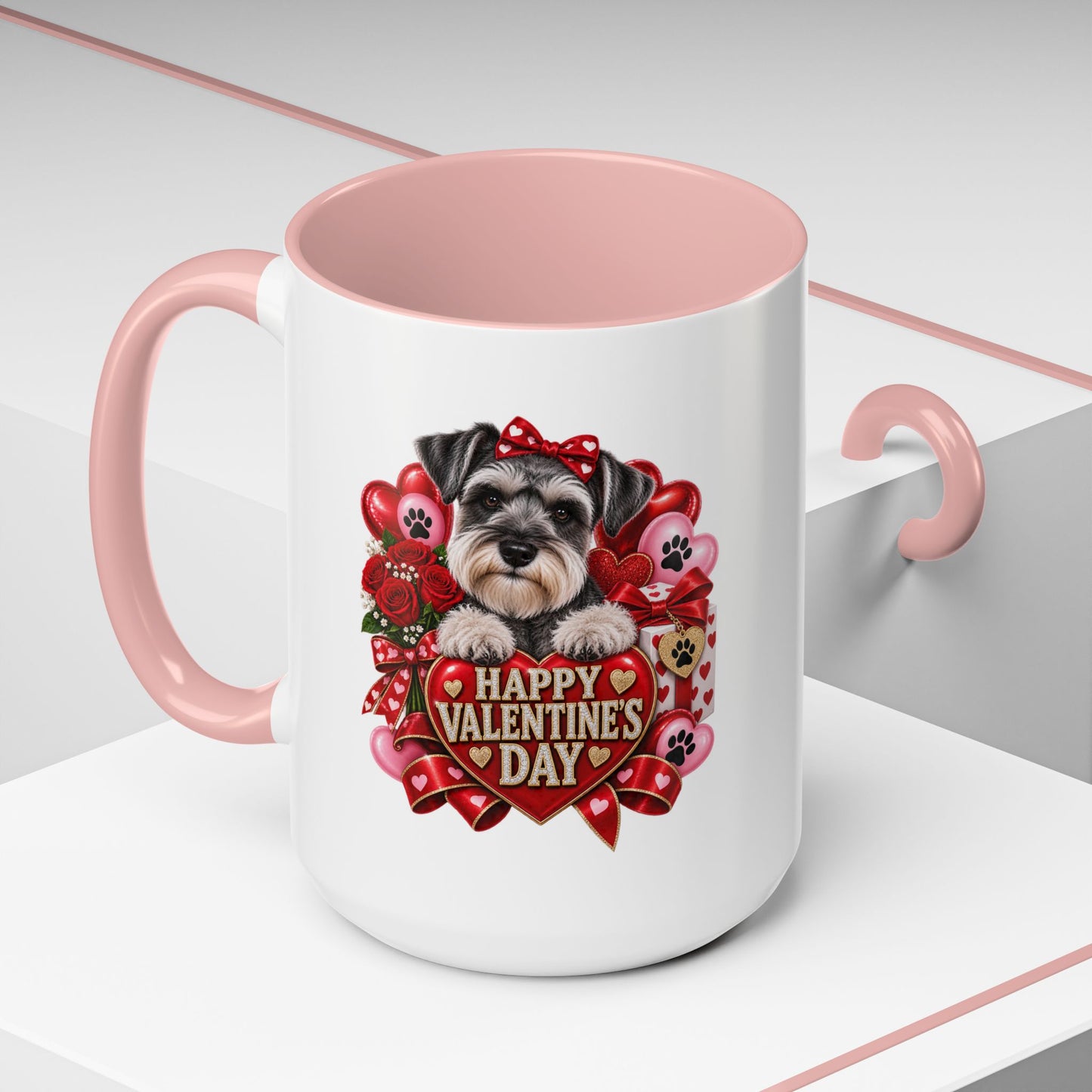 Valentine’s Day Dog Coffee Mug — "Happy Valentine’s Day" Accent Mug