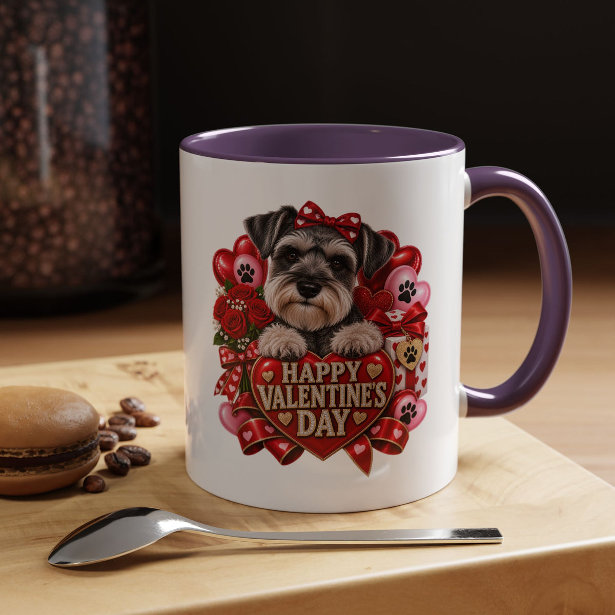 Valentine’s Day Dog Coffee Mug — "Happy Valentine’s Day" Accent Mug