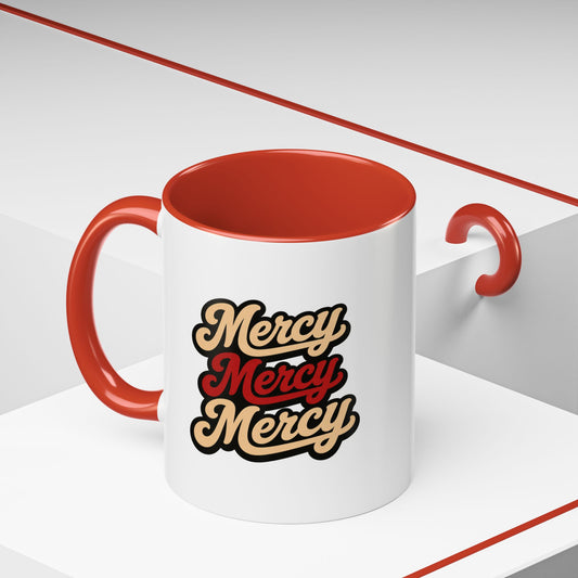 Mercy Mercy Mercy Retro Script Accent Coffee Mug — 11/15oz