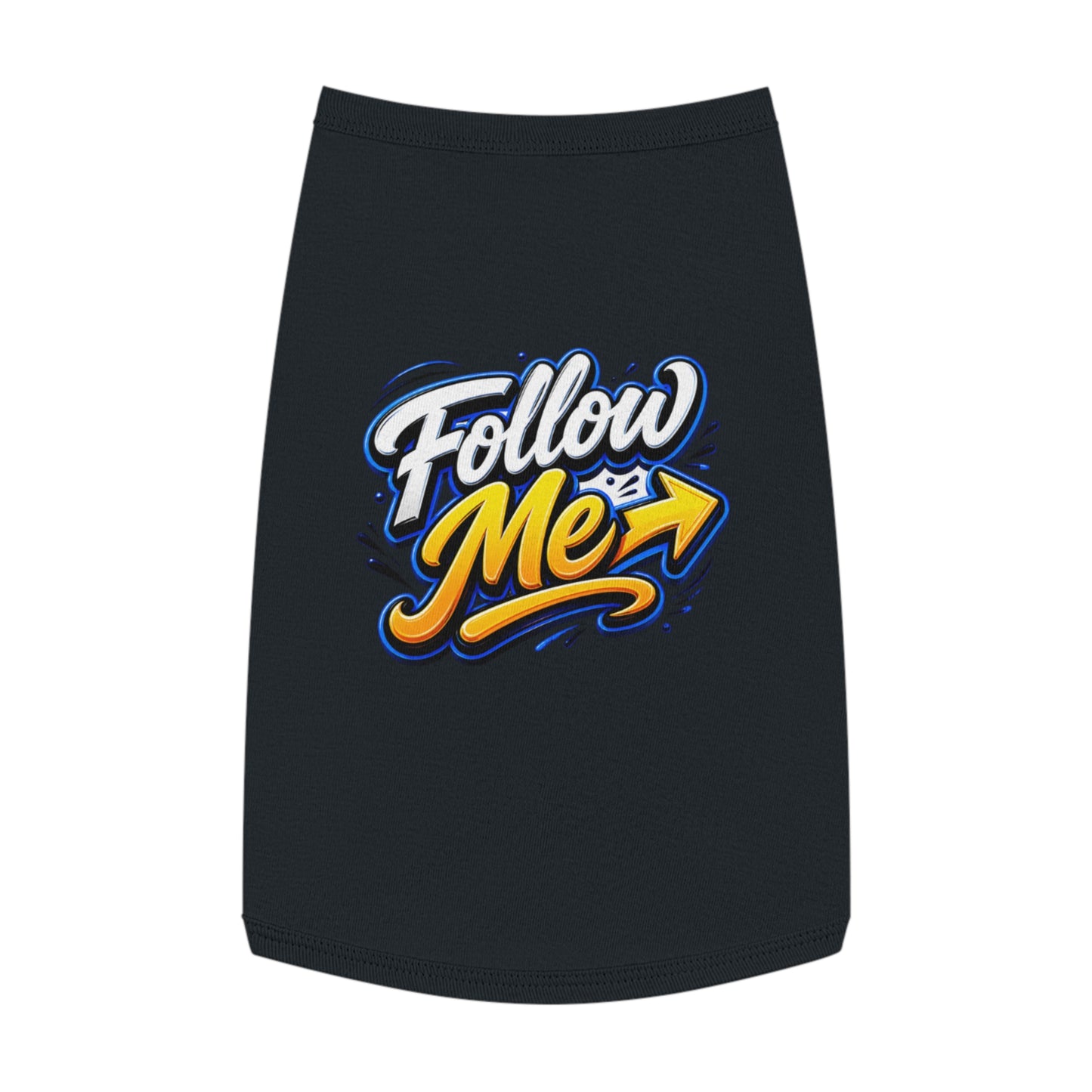 Pet Tank Top - "Follow Me" Graphic Dog Shirt, Reflective Arrow Design for Walks & Training
