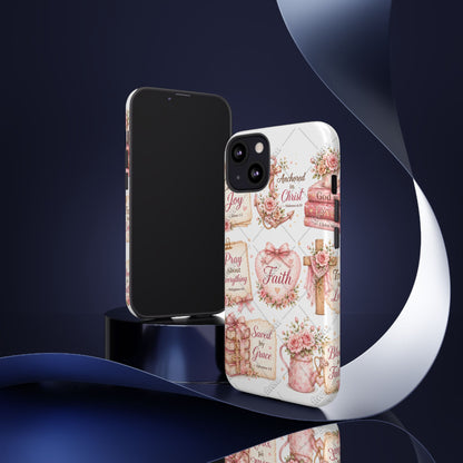 Faith Floral Phone Case – Christian Inspirational Scripture iPhone Cover (Choose Joy, Pray, Faith)