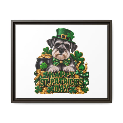 Happy St. Patrick’s Day Schnauzer Framed Canvas