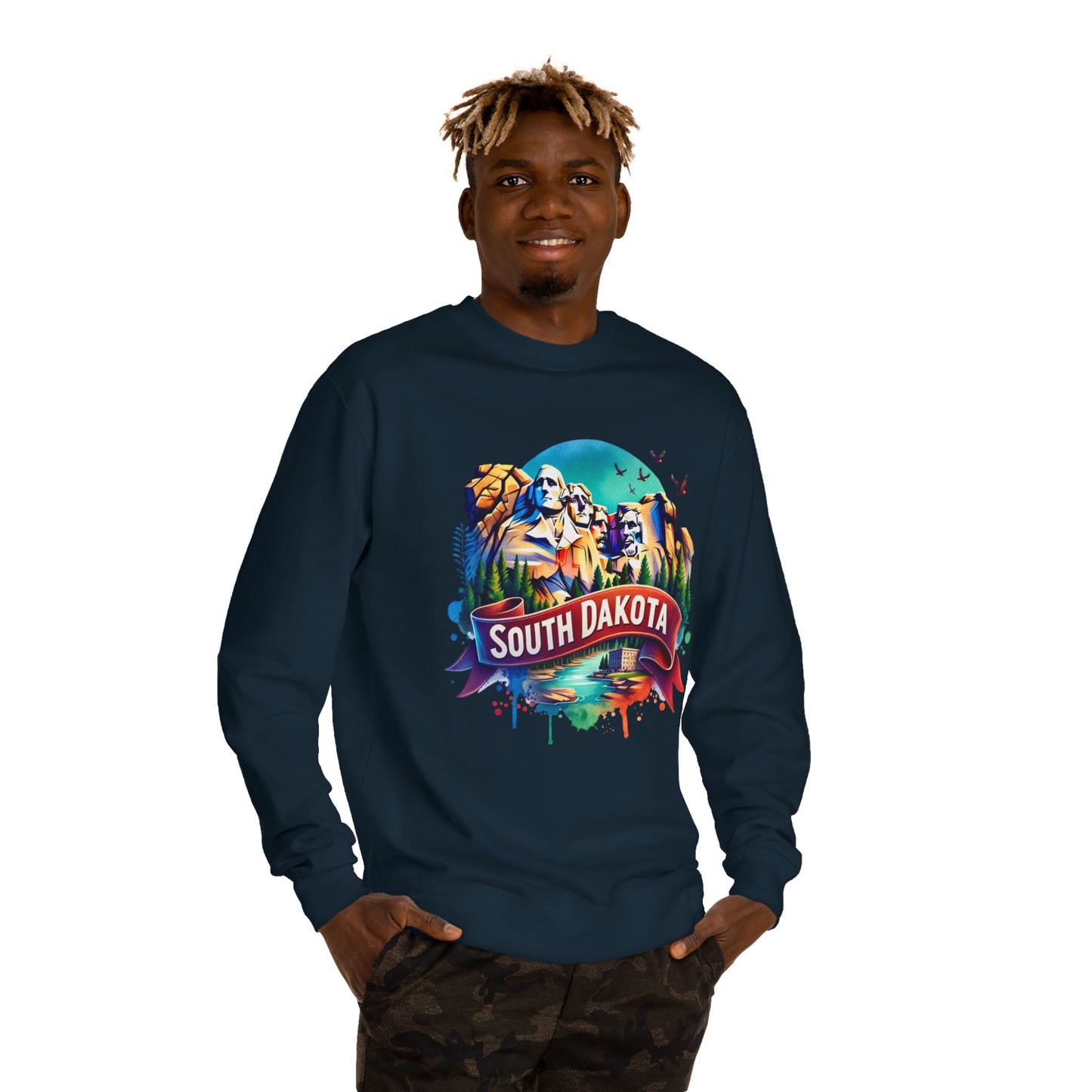 South Dakota Mount Rushmore Sweatshirt - Colorful State Pride Crewneck