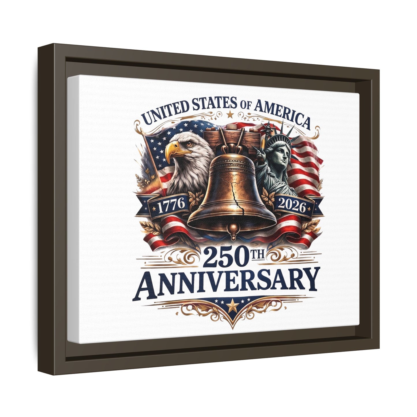 250th Anniversary Framed Canvas - United States of America Patriotic Liberty Bell Print