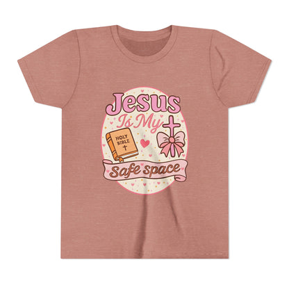Youth Tee — "Jesus Is My Safe Space" Christian Kids T-Shirt