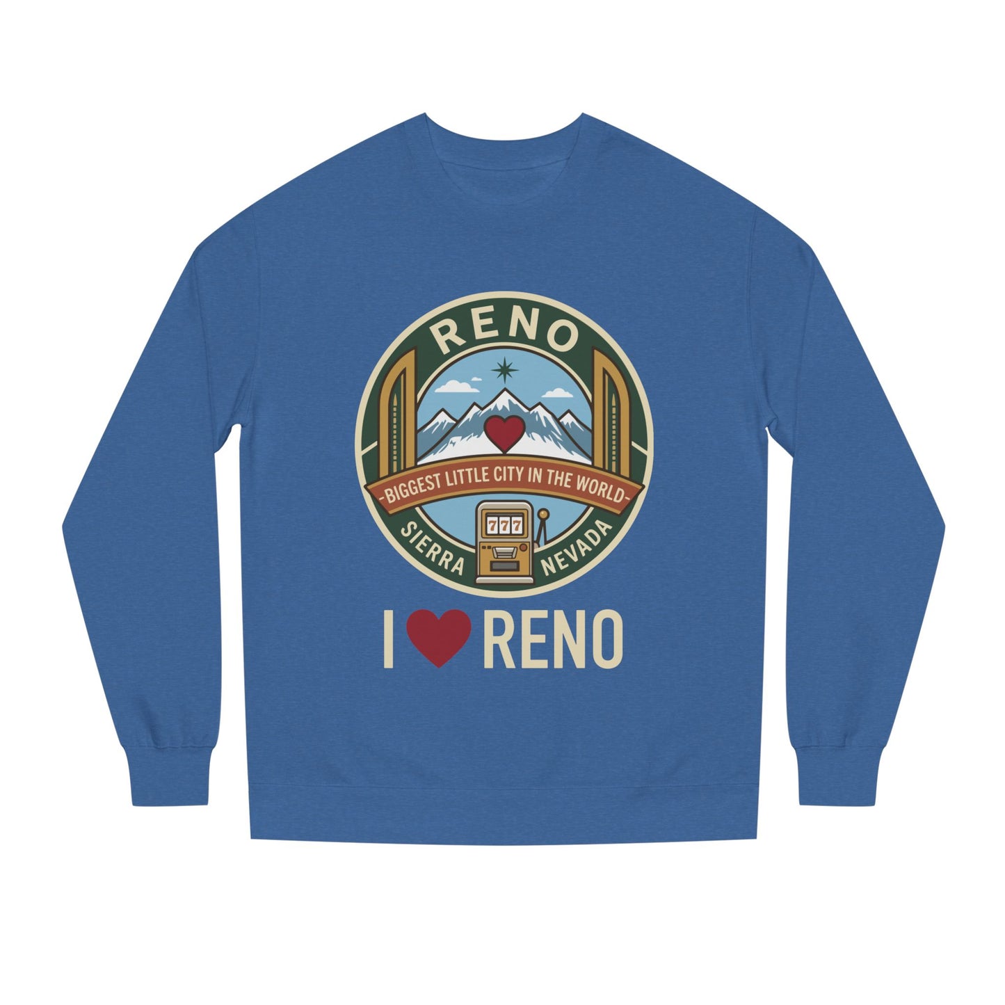I  Reno Sweatshirt — Vintage Reno Nevada Mountain Badge Crewneck