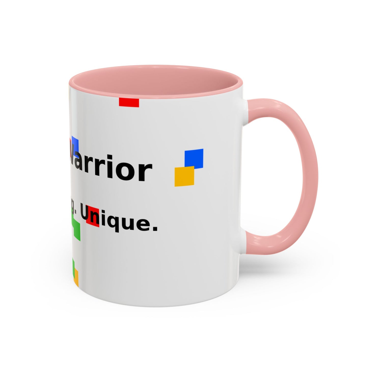 Autism Warrior Accent Coffee Mug – Bold Puzzle Pieces, Proud. Strong. Unique. (11/15oz)