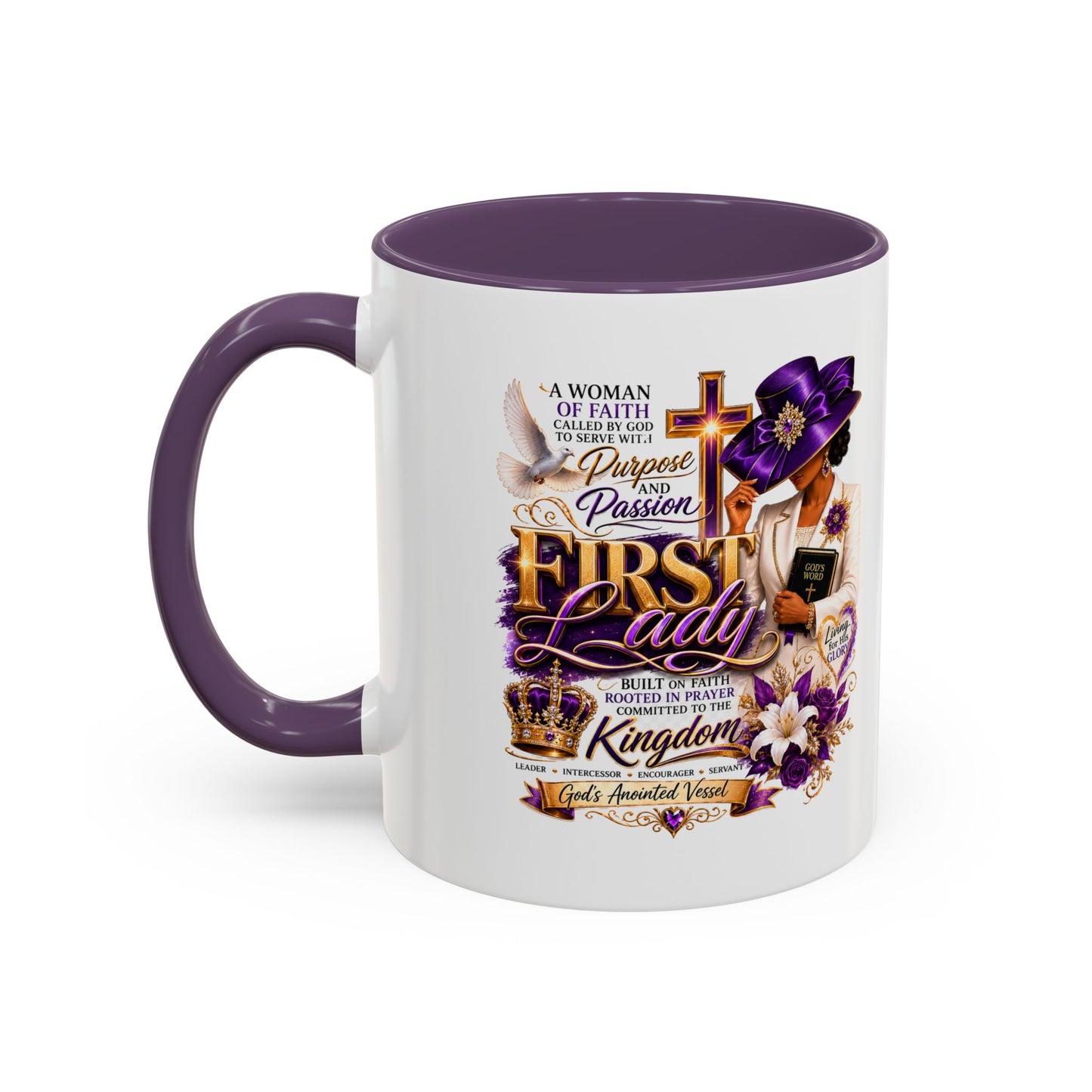 First Lady of Faith Accent Coffee Mug — Inspirational Christian Gift (11/15oz)