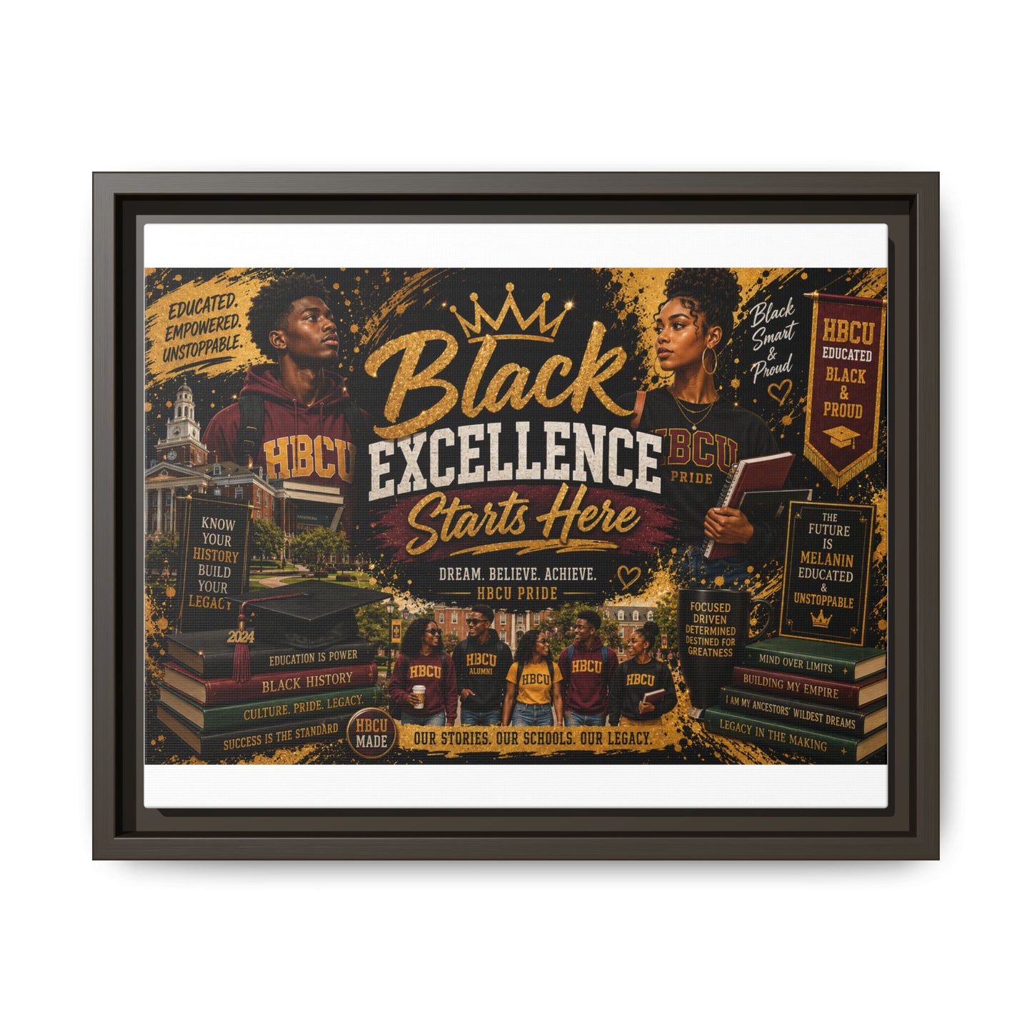 Black Excellence Starts Here Framed Canvas