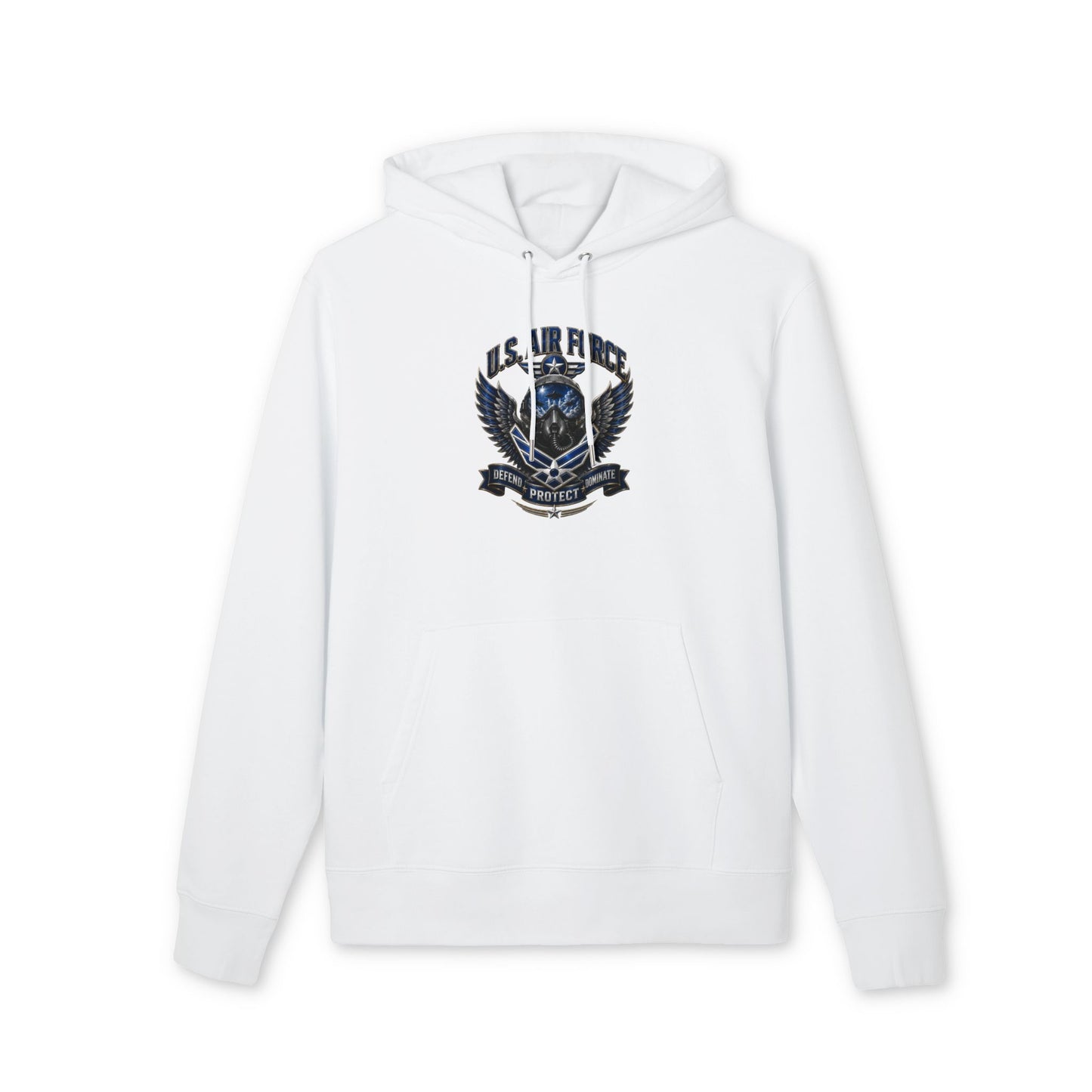 U.S. Air Force Crest Hoodie — "Defend, Protect, Serve" Military Emblem Pullover