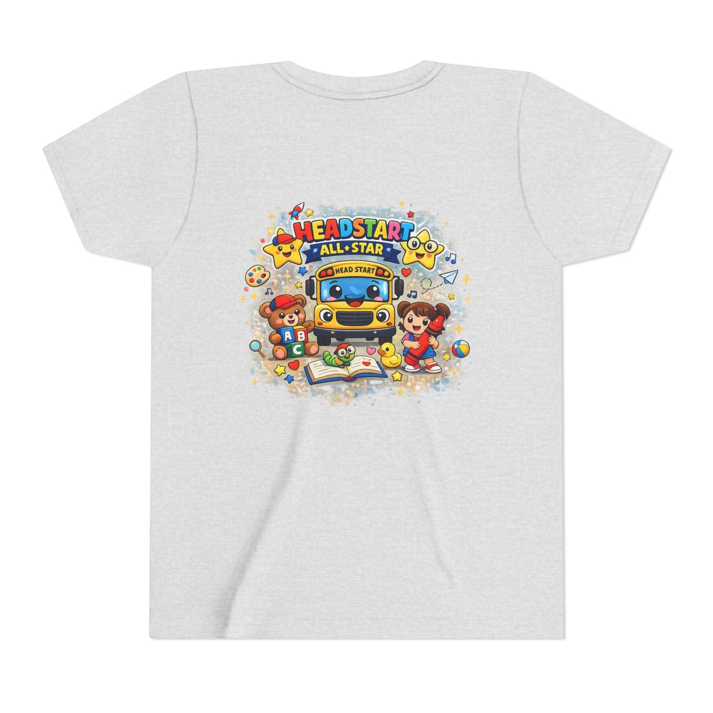 Youth Tee — "Headstart All-Star" Cute School Bus & Characters Back-to-School Shirt