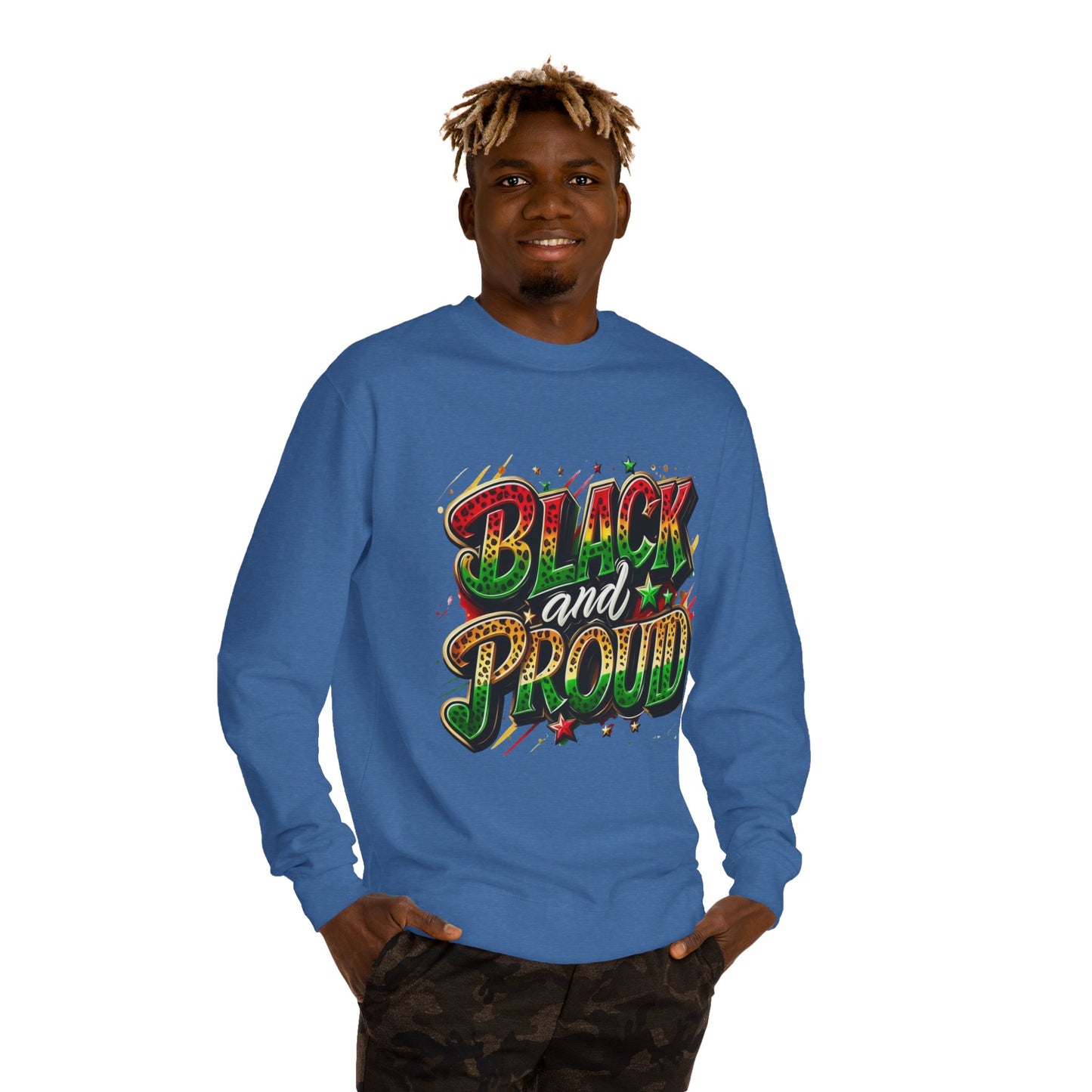 Black and Proud Crewneck Sweatshirt — Afrocentric Pride Graphic