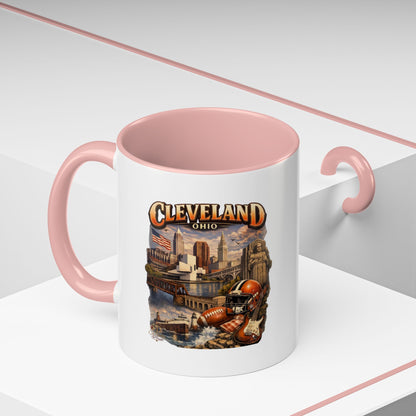 Cleveland Ohio Vintage Football Accent Coffee Mug (11/15oz)