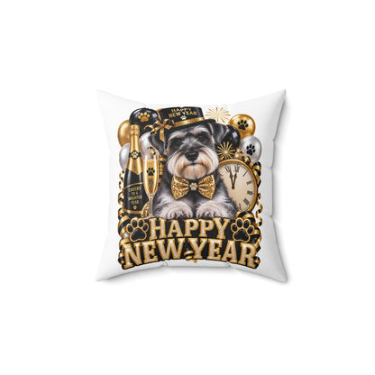 Happy New Year Schnauzer Pillow