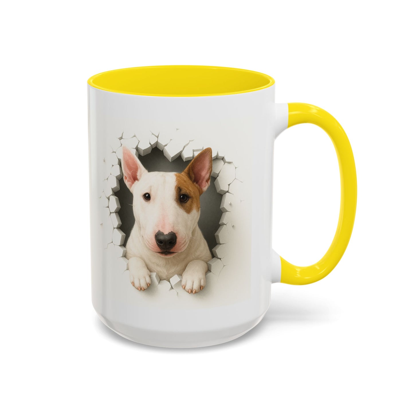 Bull Terrier Coffee Mug — Cute Dog Peeking Accent Mug (11/15oz)