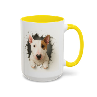 Bull Terrier Coffee Mug — Cute Dog Peeking Accent Mug (11/15oz)