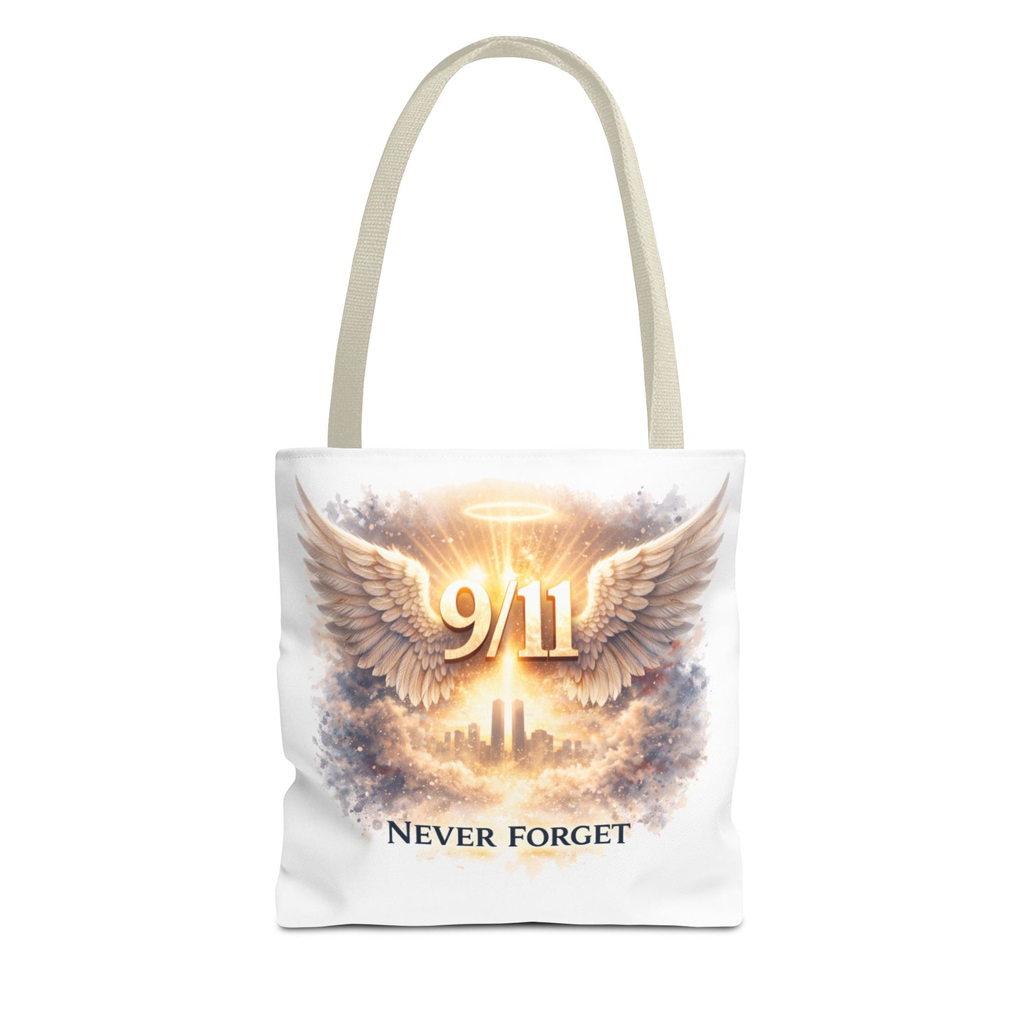 9/11 Memorial Tote Bag – 'Never Forget' Angel Wings Tribute