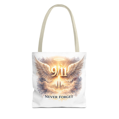 9/11 Memorial Tote Bag – 'Never Forget' Angel Wings Tribute