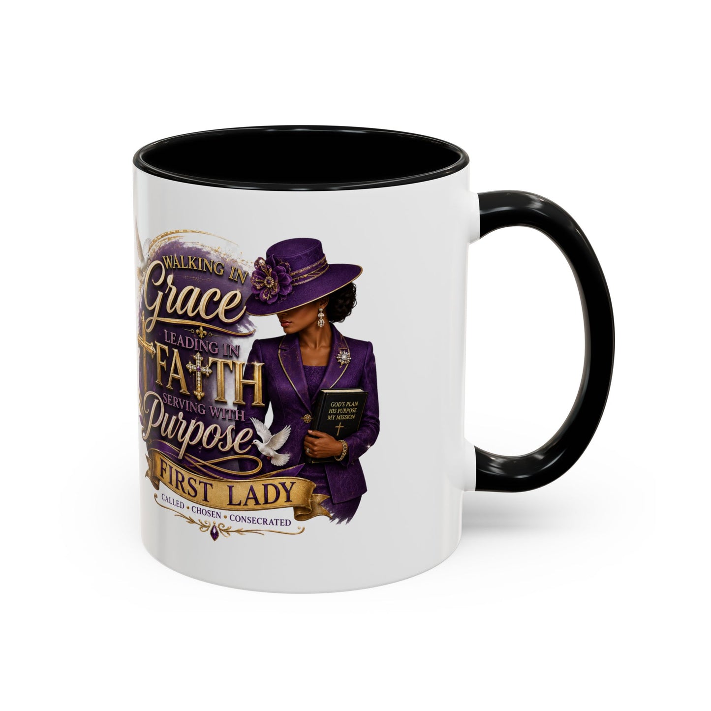 Faith & Purpose Accent Coffee Mug — First Lady Church Design (11/15oz)