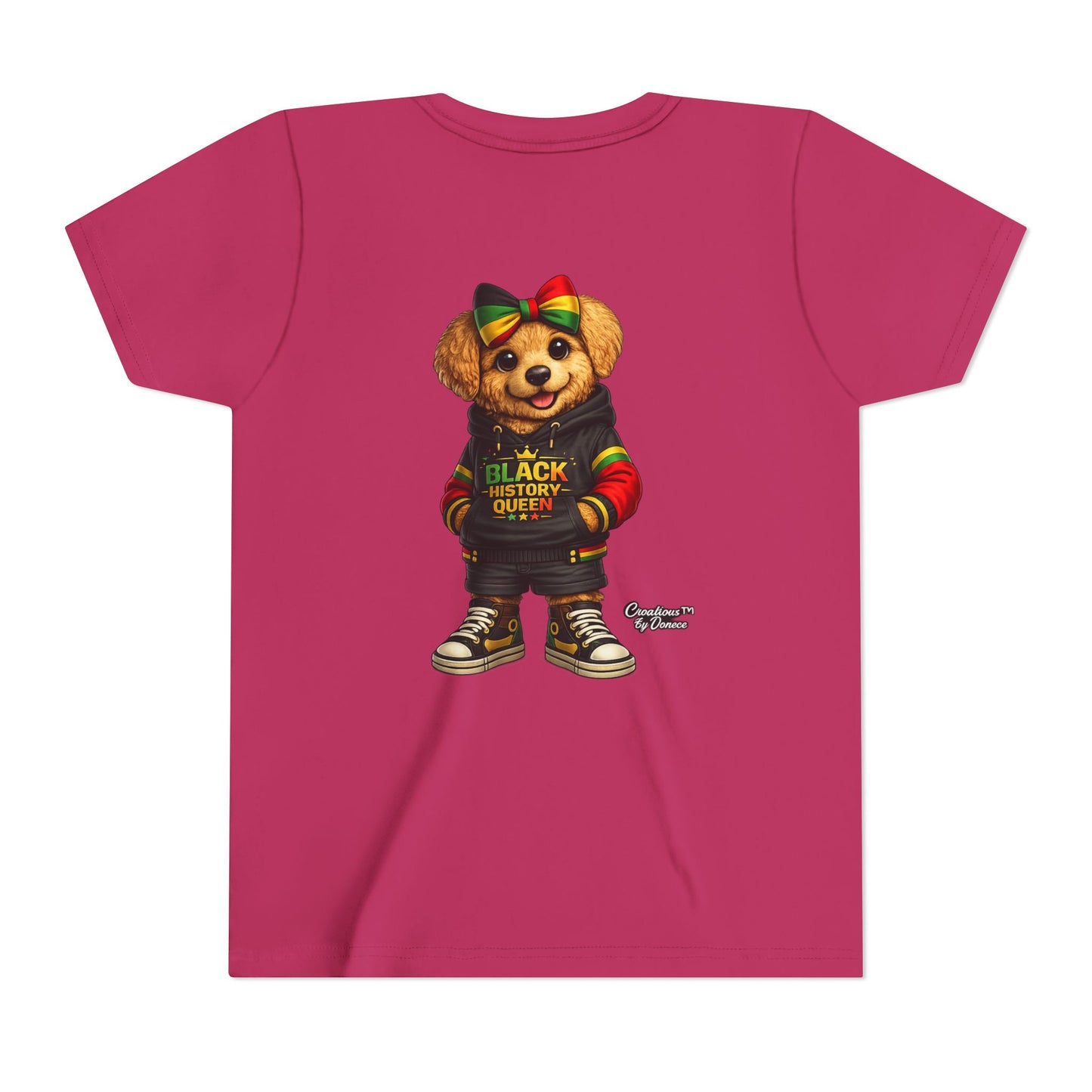 Youth Tee — Black History Queen Bear Graphic T-Shirt