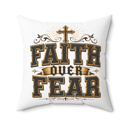 Faith Over Fear Decorative Pillow — Inspirational Christian Accent Cushion