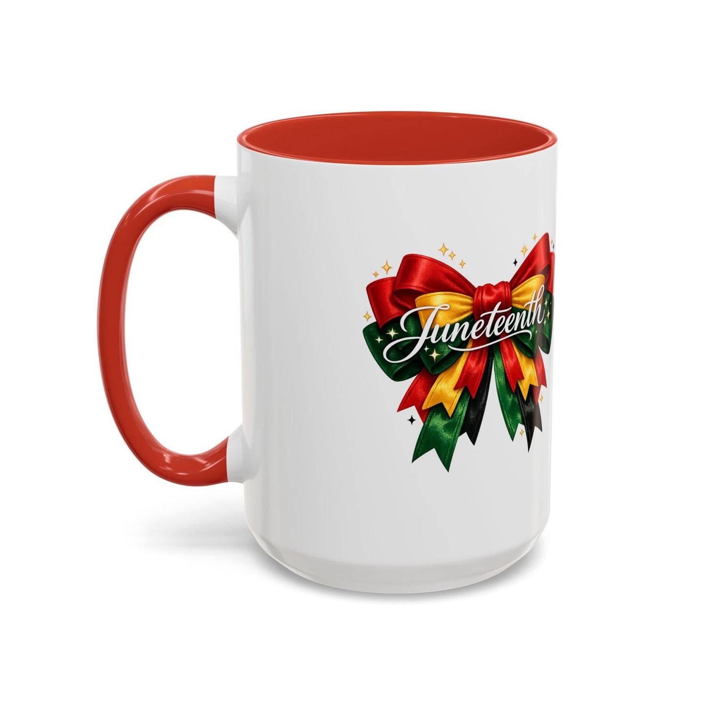 Juneteenth Ribbon Coffee Mug — Black/Red/Green Celebration Accent Mug