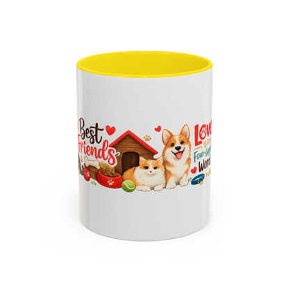 Dog Lover Accent Coffee Mug — “Love is a Four-Legged Word” Ceramic Gift