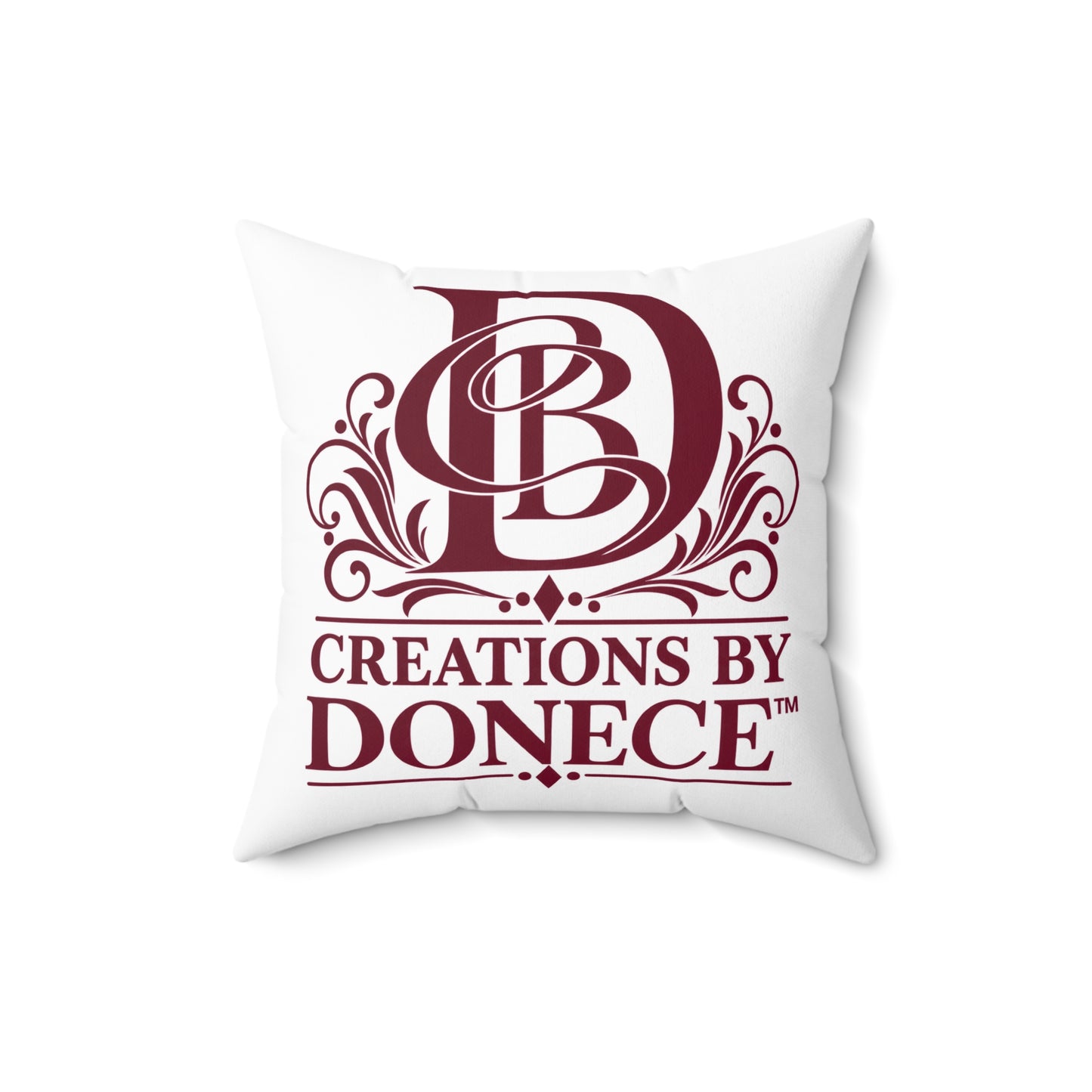 Monogram Logo Decorative Pillow — "Creations by Donece" Square Polyester Throw Pillow