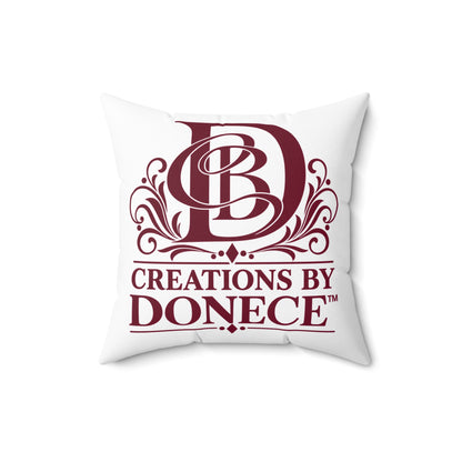 Monogram Logo Decorative Pillow — "Creations by Donece" Square Polyester Throw Pillow