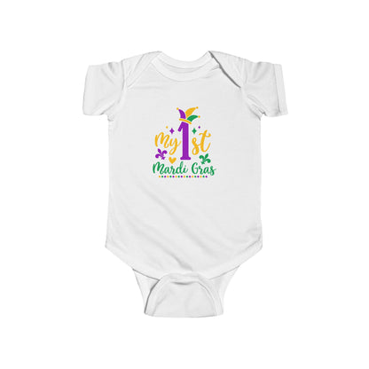Baby Bodysuit - "My 1st Mardi Gras" Infant One-Piece, Newborn Celebration Outfit