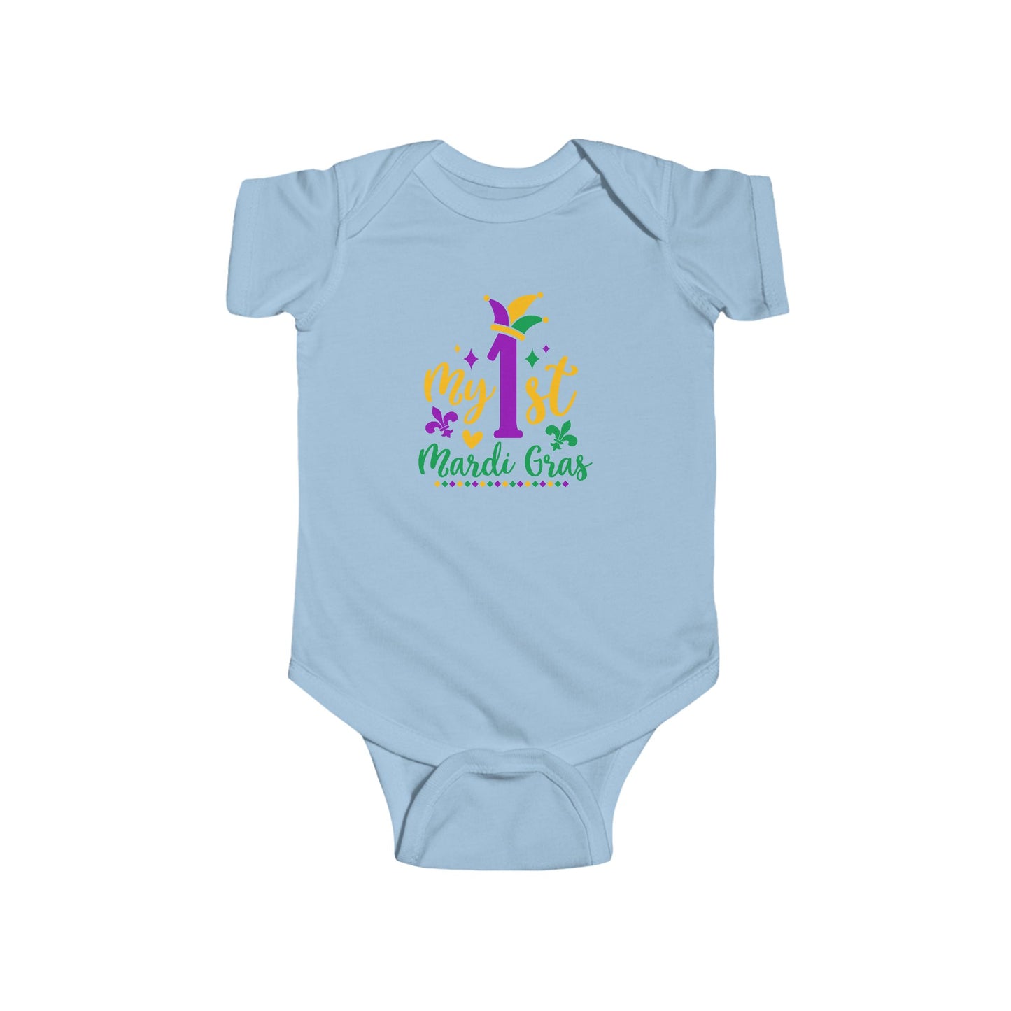 Baby Bodysuit - "My 1st Mardi Gras" Infant One-Piece, Newborn Celebration Outfit