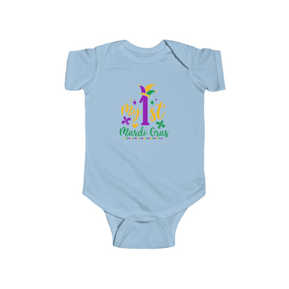 Baby Bodysuit - "My 1st Mardi Gras" Infant One-Piece, Newborn Celebration Outfit