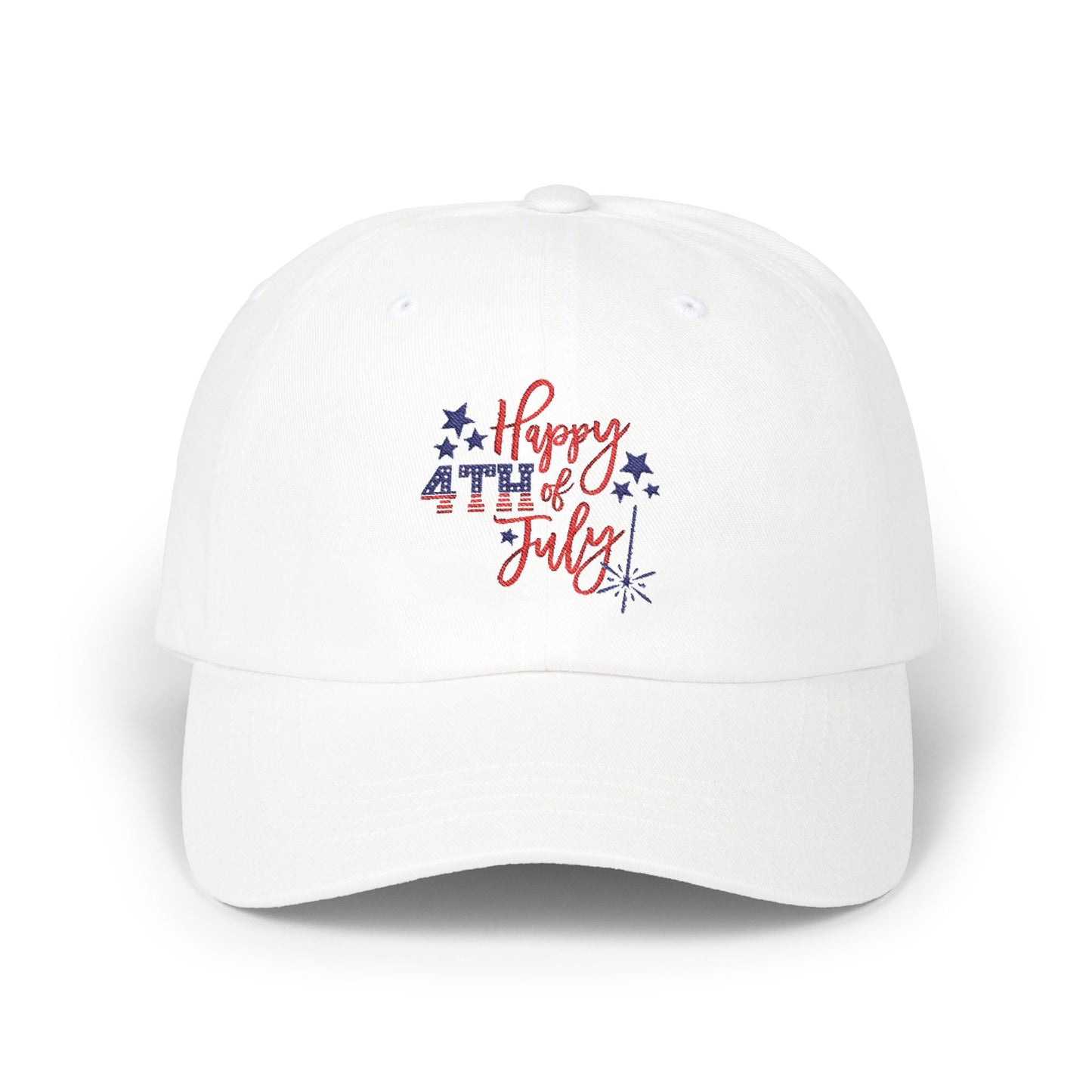 Dad Cap — “Happy 4th of July” Patriotic Embroidered Baseball Hat