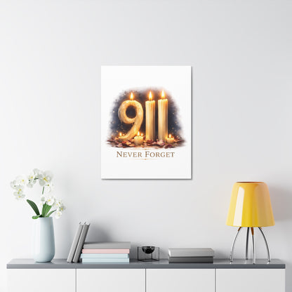 9/11 Never Forget Candle Memorial Stretched Canvas