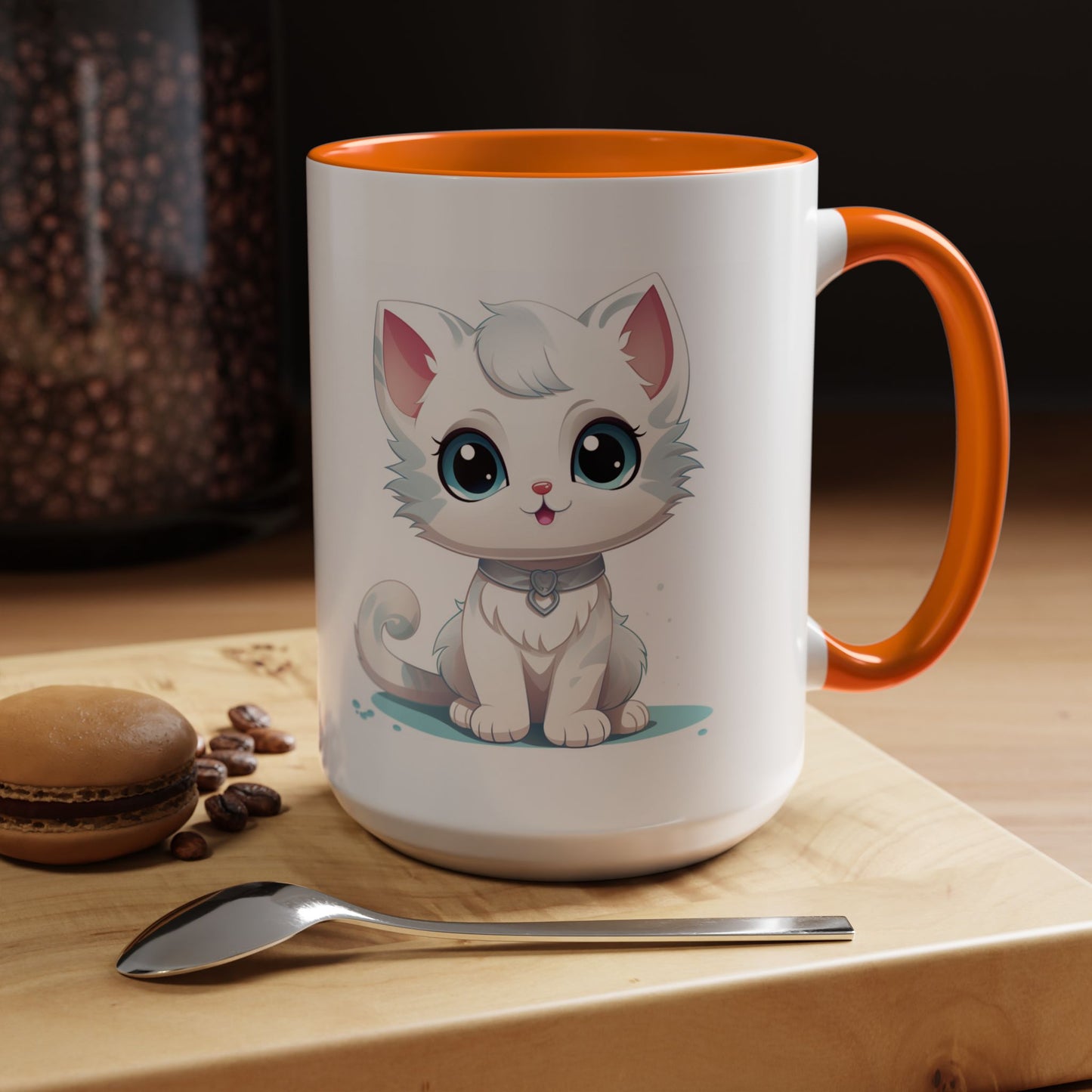 Cute White Kitten Accent Coffee Mug – Adorable Cat Cute Cat Lover Gift